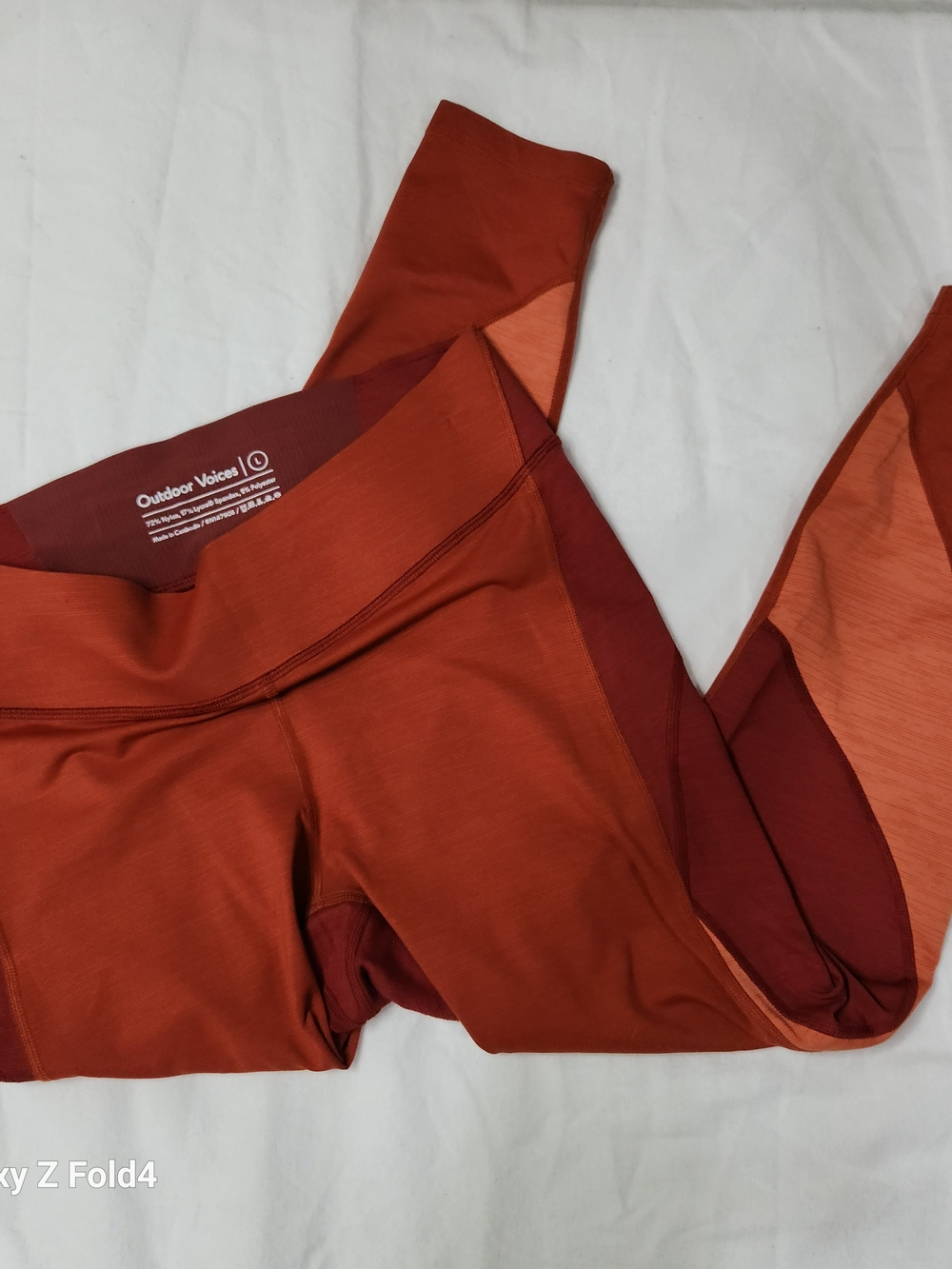 Outdoor Voices TechSweat Zoom Leggings Orange Red Colorblock Large EUC